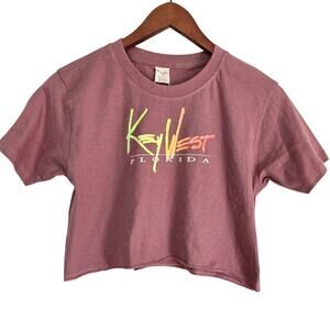NWT Dreamsicles Key West FL Cropped Mauve Graphic Tee Neon 90s Y2K Beach Size XS